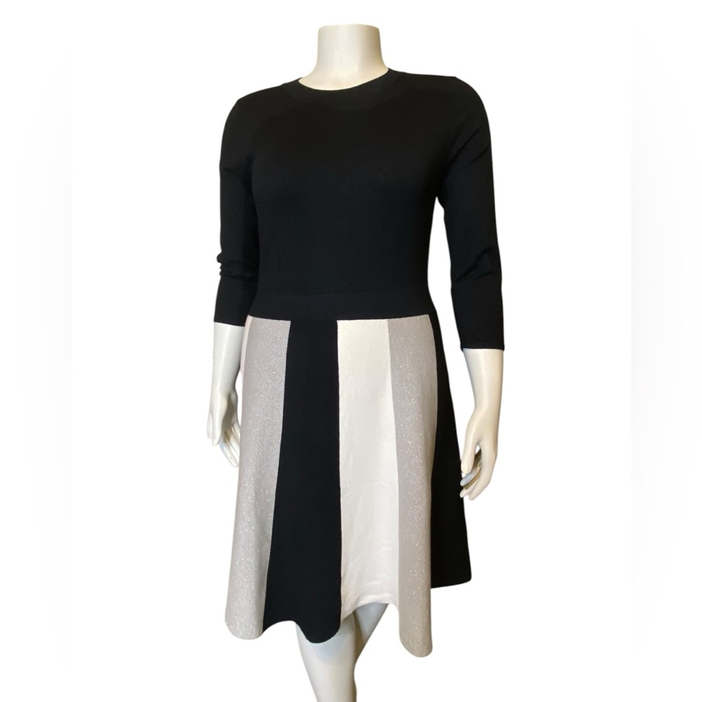 Boden Rosemary Sparkle Knit Dress Black Gray Silver Cream Women's Size 10